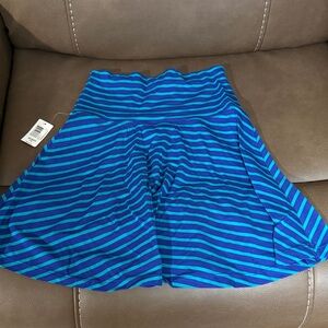 NOBO Vibrant Blue and Black Striped Skater Skirt